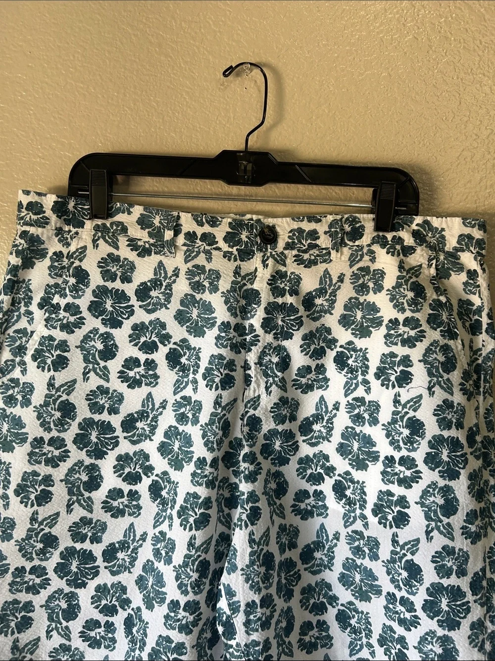 Jachs New York Men Teal Floral Cotton Shorts Summer Casual Vacation Sz 36 TC0003